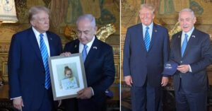 Netanyahu Gifts Trump "TOTAL VICTORY" Hat During Florida Meeting